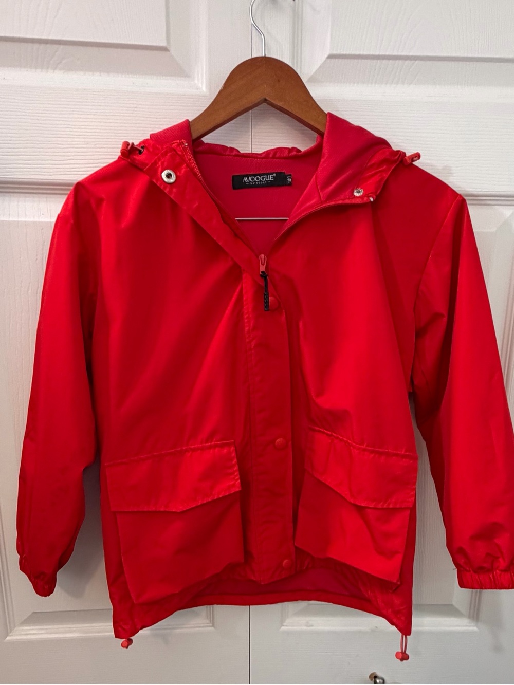 Bright Orange Red Hooded Rain Jacket Women Small Lightweight Waterproof Small